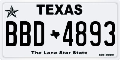 TX license plate BBD4893