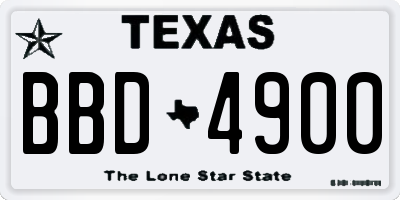 TX license plate BBD4900