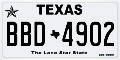 TX license plate BBD4902