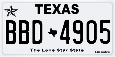 TX license plate BBD4905