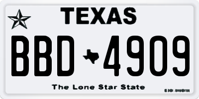 TX license plate BBD4909