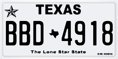 TX license plate BBD4918