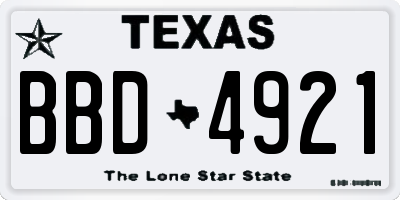 TX license plate BBD4921