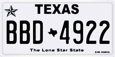 TX license plate BBD4922