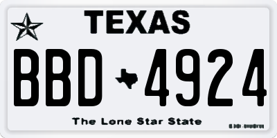 TX license plate BBD4924