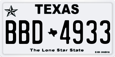 TX license plate BBD4933