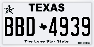 TX license plate BBD4939