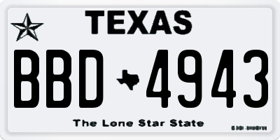 TX license plate BBD4943