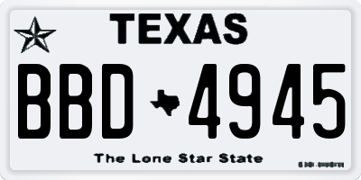 TX license plate BBD4945