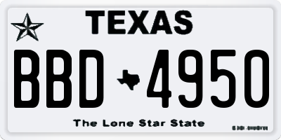 TX license plate BBD4950