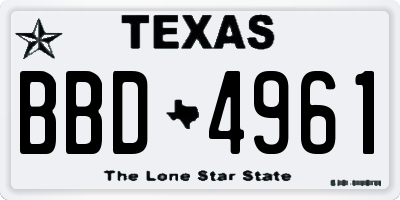 TX license plate BBD4961