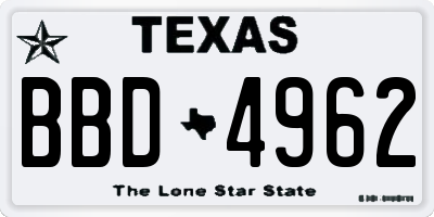 TX license plate BBD4962