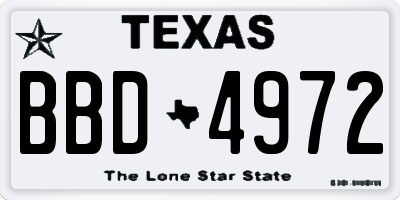 TX license plate BBD4972