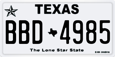 TX license plate BBD4985