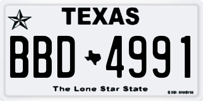 TX license plate BBD4991