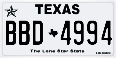 TX license plate BBD4994