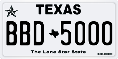 TX license plate BBD5000