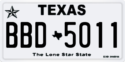 TX license plate BBD5011