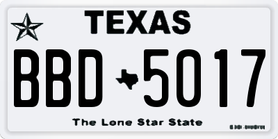 TX license plate BBD5017