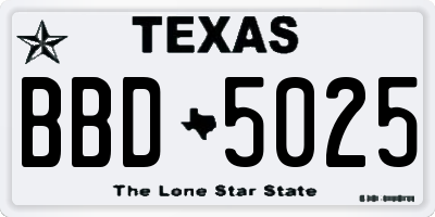TX license plate BBD5025