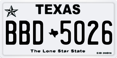 TX license plate BBD5026