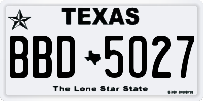 TX license plate BBD5027