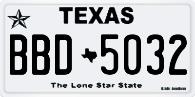 TX license plate BBD5032