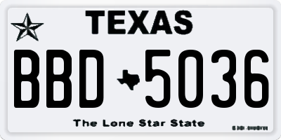 TX license plate BBD5036