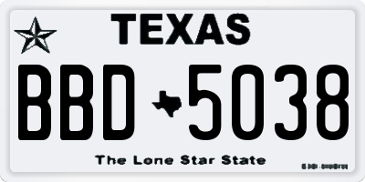 TX license plate BBD5038