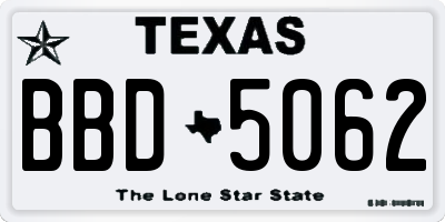 TX license plate BBD5062