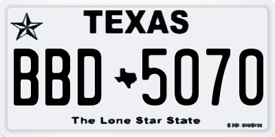 TX license plate BBD5070