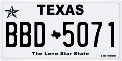 TX license plate BBD5071