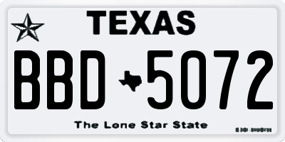 TX license plate BBD5072