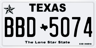 TX license plate BBD5074