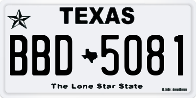 TX license plate BBD5081