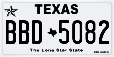 TX license plate BBD5082