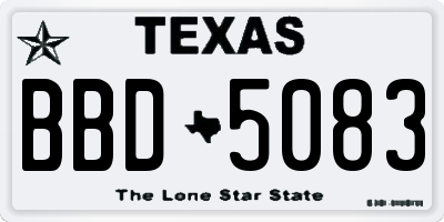 TX license plate BBD5083