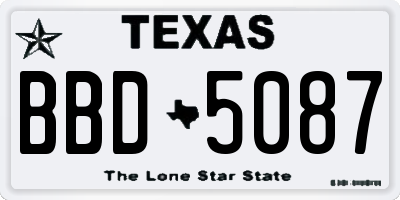 TX license plate BBD5087