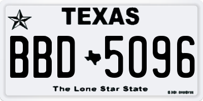 TX license plate BBD5096