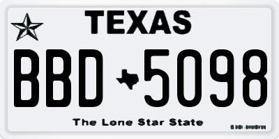 TX license plate BBD5098