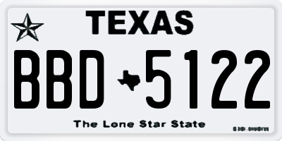 TX license plate BBD5122
