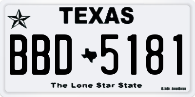 TX license plate BBD5181