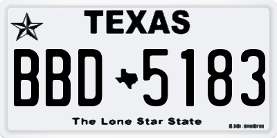 TX license plate BBD5183