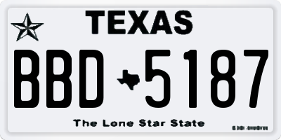 TX license plate BBD5187
