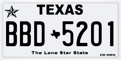 TX license plate BBD5201