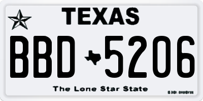 TX license plate BBD5206