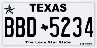 TX license plate BBD5234