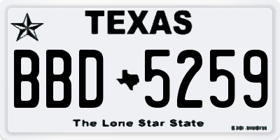 TX license plate BBD5259
