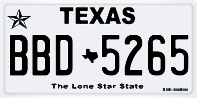 TX license plate BBD5265