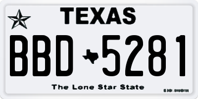 TX license plate BBD5281
